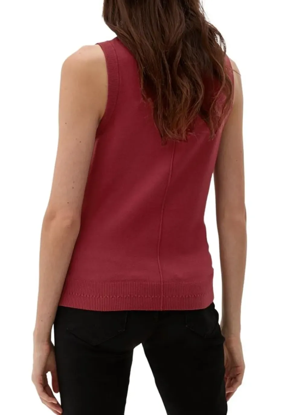 s.Oliver Stricktop Pullunder Ripp- Details, Ziernahnt rot,grau,schwarz S22 2120337