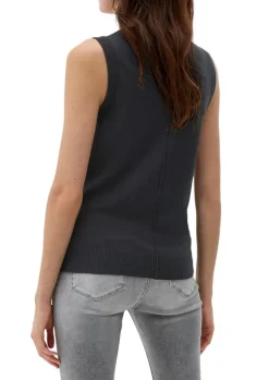 s.Oliver Stricktop Pullunder Ripp- Details, Ziernahnt rot,grau,schwarz S22 2120337