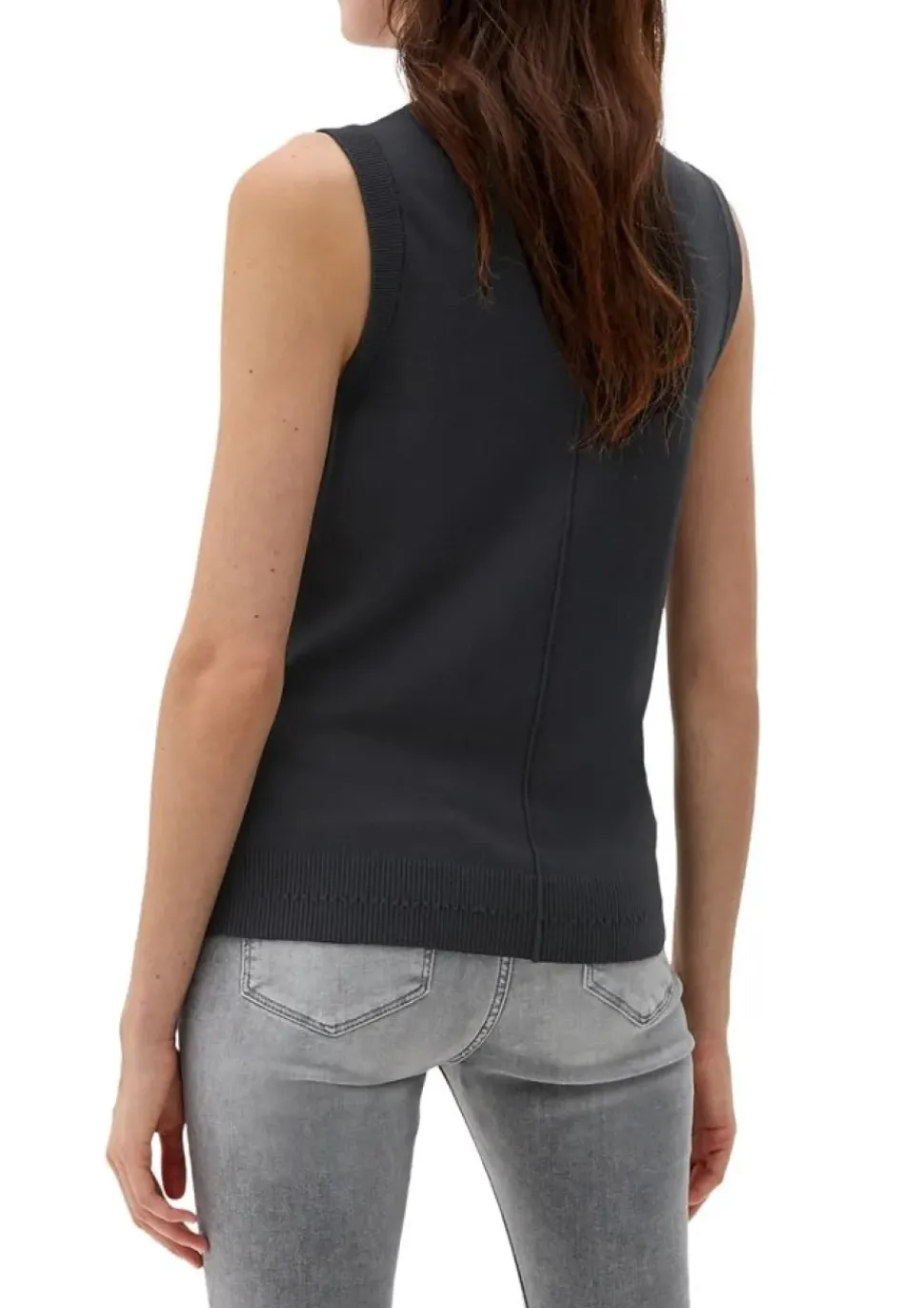 s.Oliver Stricktop Pullunder Ripp- Details, Ziernahnt rot,grau,schwarz S22 2120337