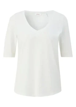 s.Oliver T-Shirt mit Rollsaum weiß, grün, schwarz, orange S13 2130253