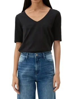 s.Oliver T-Shirt mit Rollsaum weiß, grün, schwarz, orange S13  2130253