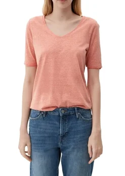 s.Oliver T-Shirt mit Rollsaum weiß, grün, schwarz, orange S13  2130253