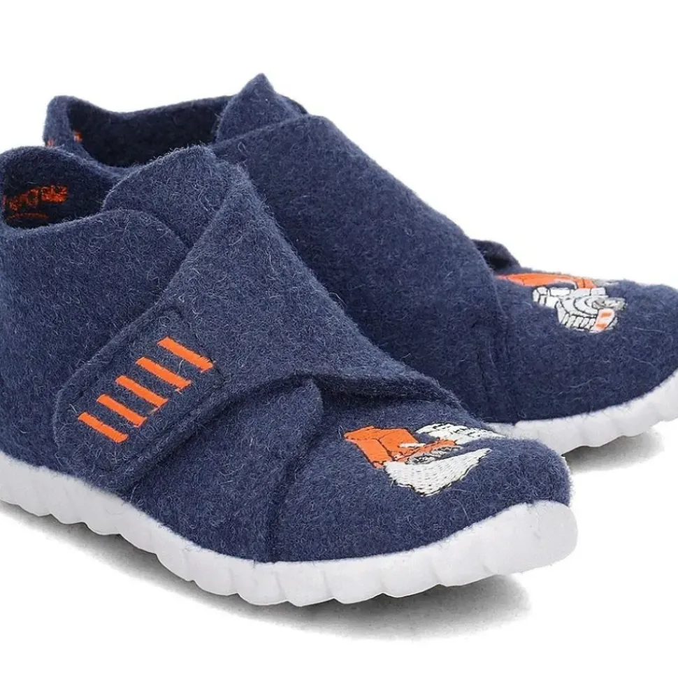 superfit HAPPY blau Filz Hausschuh 3-00291-80