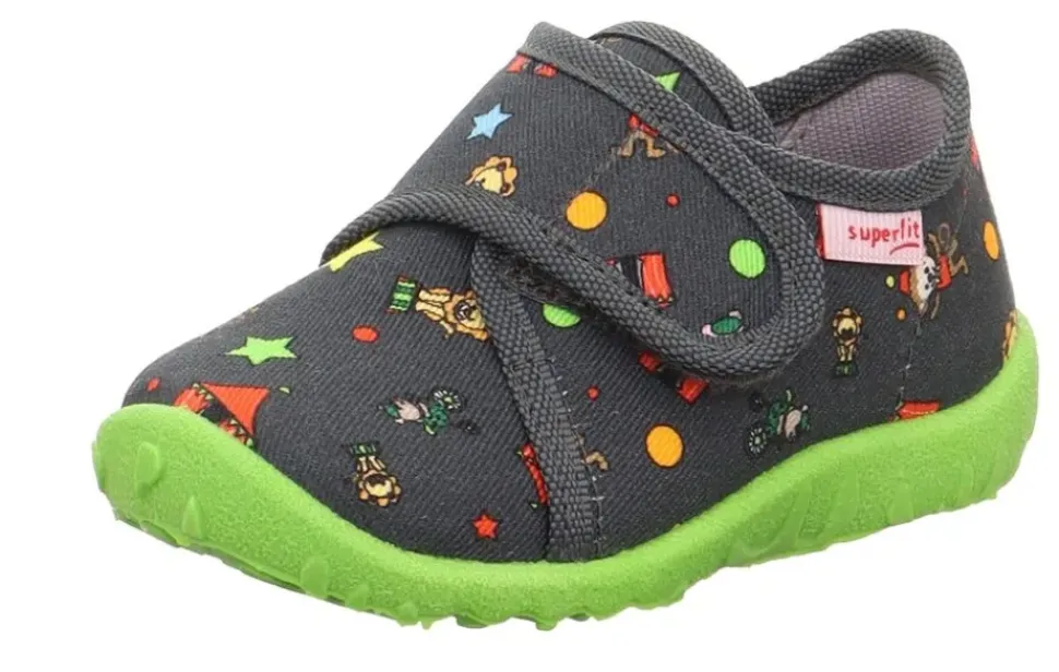 superfit Hausschuh mit Klettverschluss SPOTTY grau/mehrfarbig S23 1-009246-2070