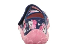 superfit Kinder Hausschuh BONNY Klettverschluss DUNKELBLAU EINHÖRNER 1-800283-8090
