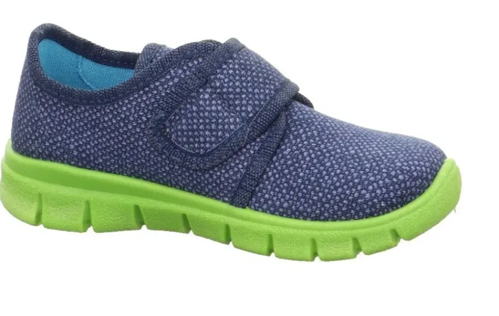 superfit Kinder Hausschuh BOBBY Klettverschluss BLAU/GRÜN 1-800266-8000