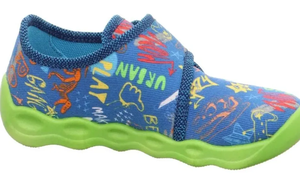 superfit Kinder Hausschuh BUBBLE Klettverschluss BLAU 1-006273-8000
