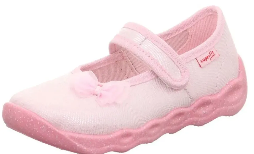 superfit Kinder Hausschuh BUBBLE Klettverschluss ROSA/WEIß 1-006271-5540