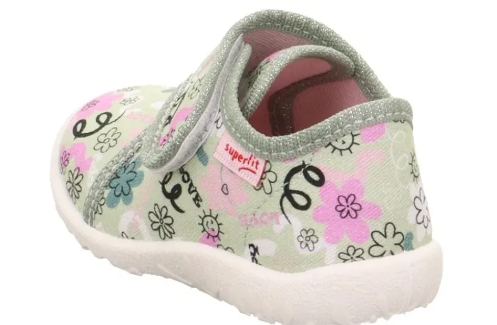 superfit Kinder Hausschuhe SPOTTY Klettverschluss HELLGRÜN 1-009246-7530
