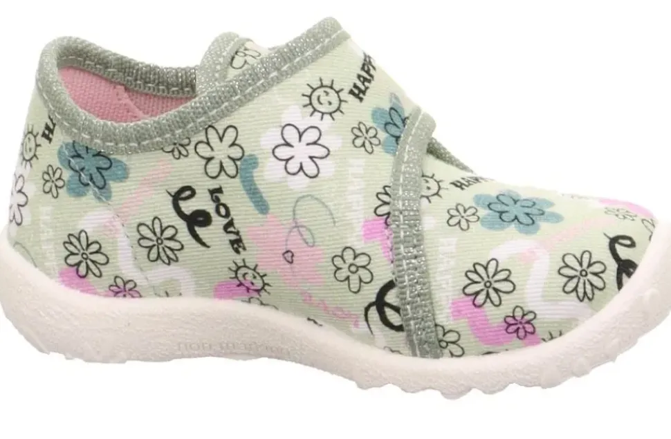 superfit Kinder Hausschuhe SPOTTY Klettverschluss HELLGRÜN 1-009246-7530