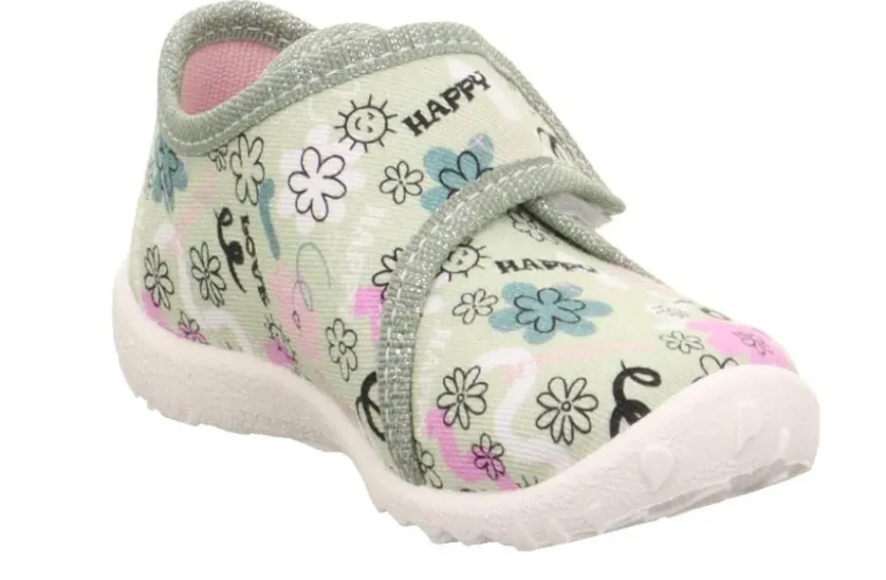 superfit Kinder Hausschuhe SPOTTY Klettverschluss HELLGRÜN 1-009246-7530
