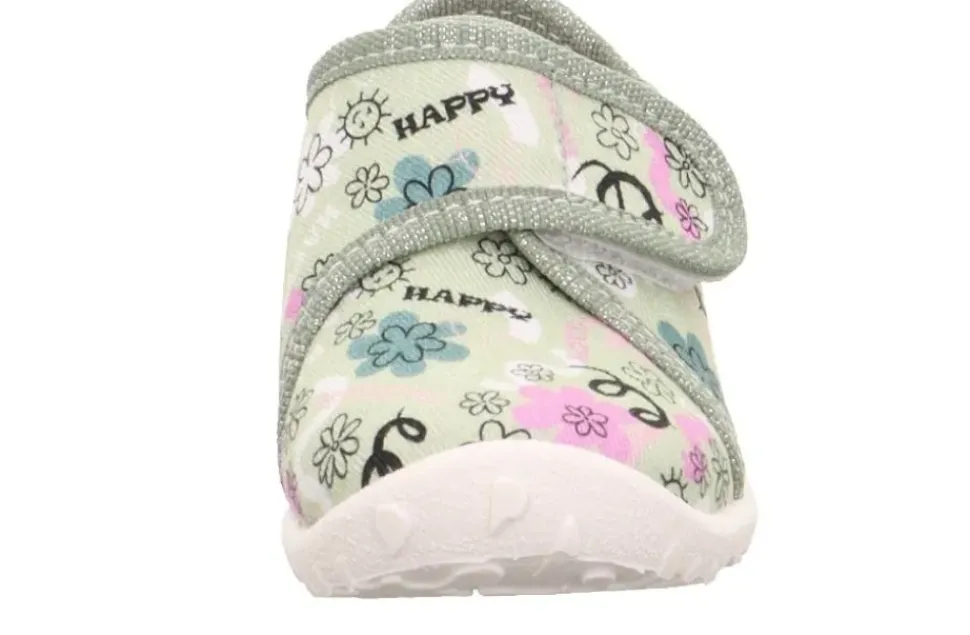 superfit Kinder Hausschuhe SPOTTY Klettverschluss HELLGRÜN 1-009246-7530