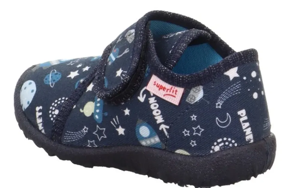 superfit Kinder Hausschuh SPOTTY Klettverschluss DUNKELBLAU 1-009246-8120