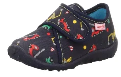 superfit Kinder Hausschuh SPOTTY Klettverschluss BLAU/MEHRFARBIG 1-009246-8130
