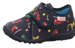 superfit Kinder Hausschuh SPOTTY Klettverschluss BLAU/MEHRFARBIG 1-009246-8130
