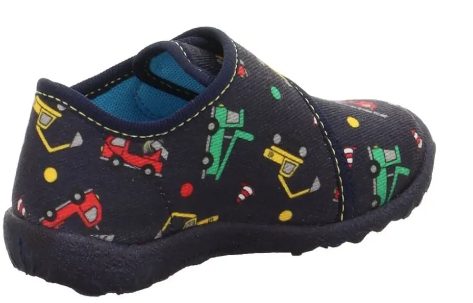 superfit Kinder Hausschuh SPOTTY Klettverschluss BLAU/MEHRFARBIG 1-009246-8130
