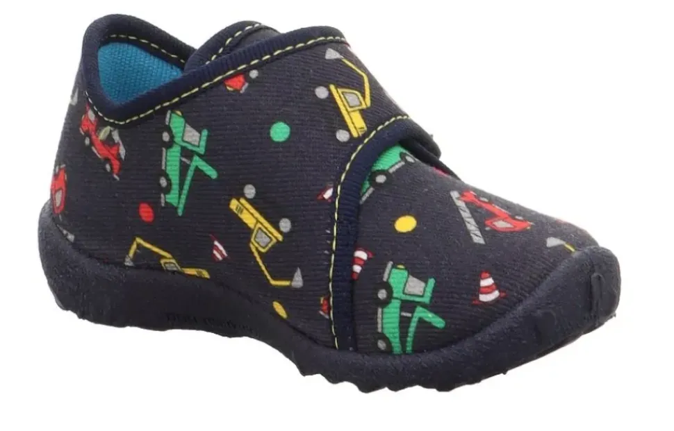 superfit Kinder Hausschuh SPOTTY Klettverschluss BLAU/MEHRFARBIG 1-009246-8130