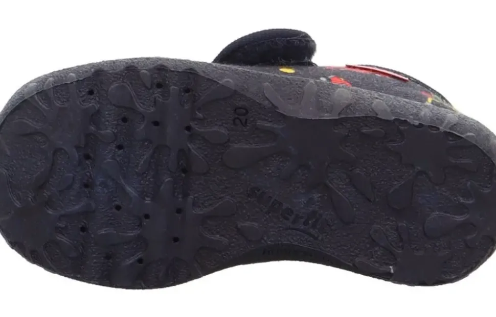 superfit Kinder Hausschuh SPOTTY Klettverschluss BLAU/MEHRFARBIG 1-009246-8130