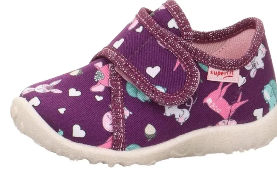 superfit Kinder Hausschuh SPOTTY Klettverschluss ROT/MEHRFARBIG 1-009246-5000