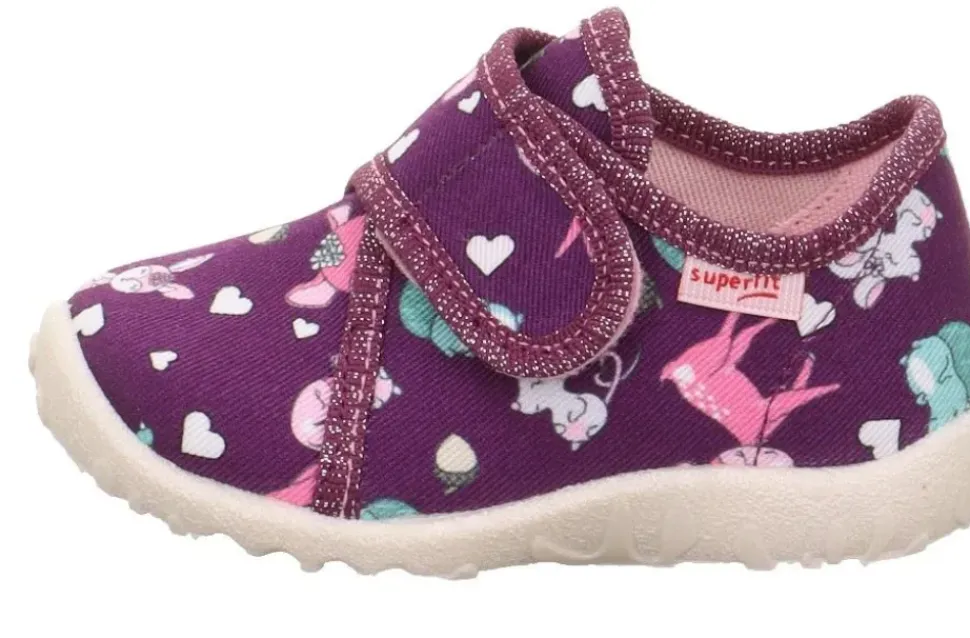 superfit Kinder Hausschuh SPOTTY Klettverschluss ROT/MEHRFARBIG 1-009246-5000