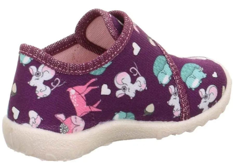 superfit Kinder Hausschuh SPOTTY Klettverschluss ROT/MEHRFARBIG 1-009246-5000
