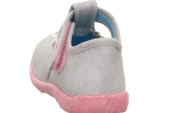 superfit Kinder Hausschuh SPOTTY Klettverschluss GRAU mit ZEBRA 1-009256-2030