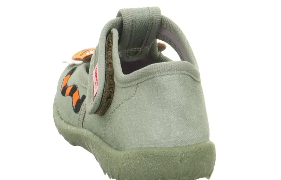 superfit Kinder Hausschuh SPOTTY Klettverschluss HELLGRÜN mit TIGER 1-009256-7500