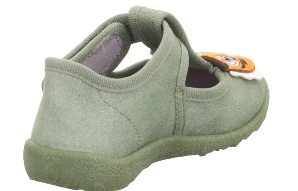 superfit Kinder Hausschuh SPOTTY Klettverschluss HELLGRÜN mit TIGER 1-009256-7500