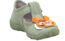 superfit Kinder Hausschuh SPOTTY Klettverschluss HELLGRÜN mit TIGER 1-009256-7500