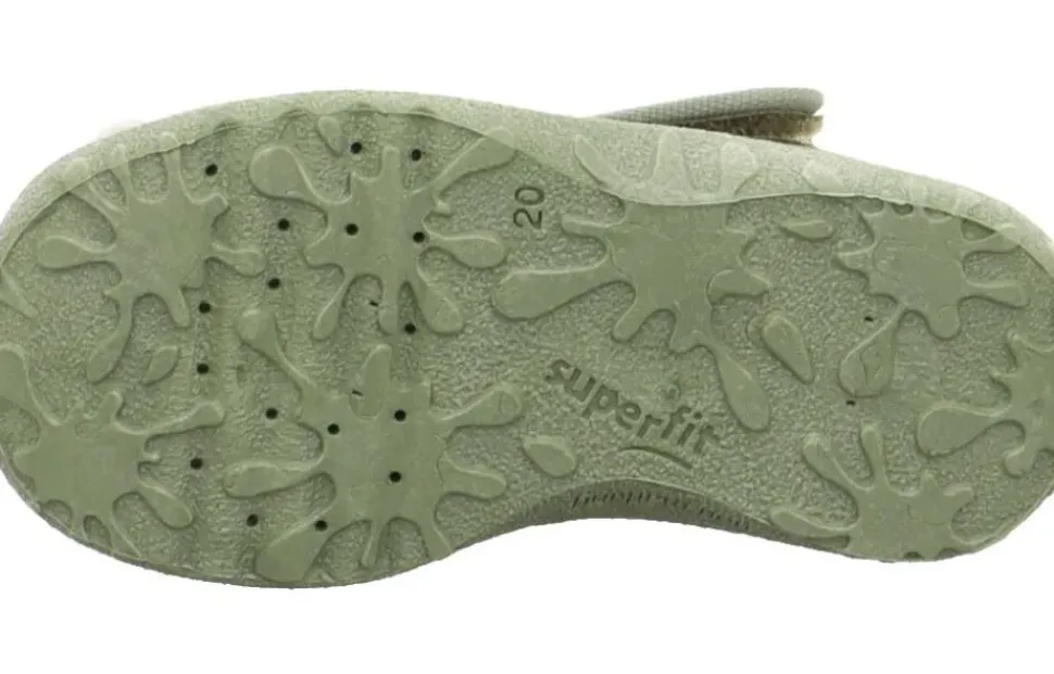superfit Kinder Hausschuh SPOTTY Klettverschluss HELLGRÜN mit TIGER 1-009256-7500