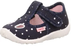 superfit SPOTTY - Dunkelblau/Silber Hausschuh mit Klettverschluss Punkte S13 1-009248-8020