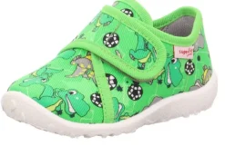 superfit SPOTTY - Grün/Mehrfarbig Hausschuh mit Klettverschluss Dino, Fußball S13 1-009246-7010