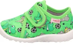 superfit SPOTTY - Grün/Mehrfarbig Hausschuh mit Klettverschluss Dino, Fußball S13 1-009246-7010