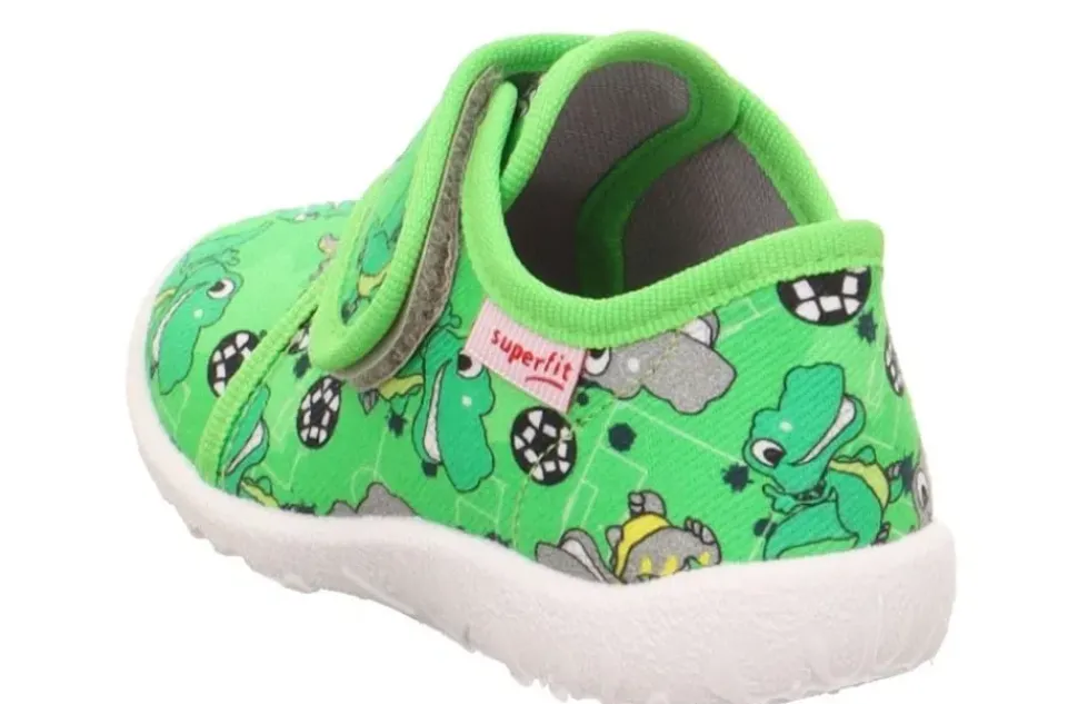 superfit SPOTTY - Grün/Mehrfarbig Hausschuh mit Klettverschluss Dino, Fußball S13 1-009246-7010