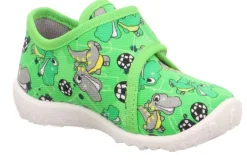 superfit SPOTTY - Grün/Mehrfarbig Hausschuh mit Klettverschluss Dino, Fußball S13 1-009246-7010