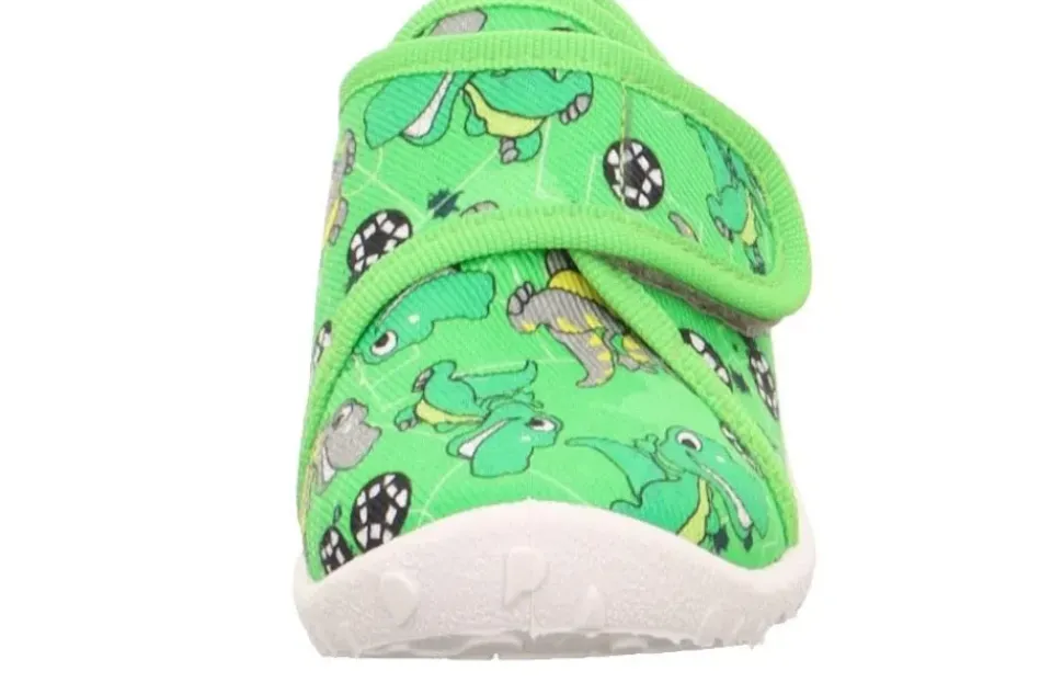 superfit SPOTTY - Grün/Mehrfarbig Hausschuh mit Klettverschluss Dino, Fußball S13 1-009246-7010